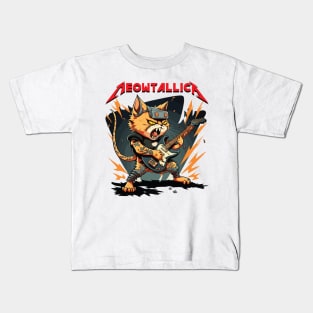 Meowtallica 7 white Kids T-Shirt